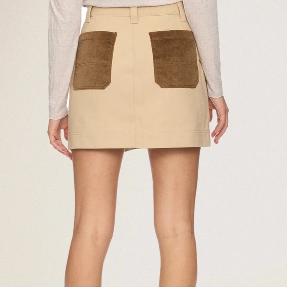 NWT WASILLA UTILITY MINI SKIRT Tan and Brown Mini Skirt with Pockets size 10 - Picture 4 of 10